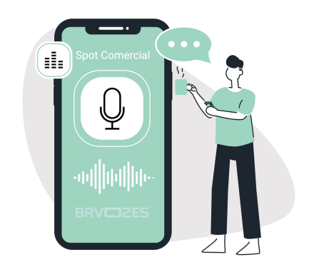 spot comercial online sendo ouvido por homem no celular